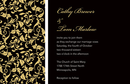 Purple Gold Leafy Exquisite Flourish Wedding Invites