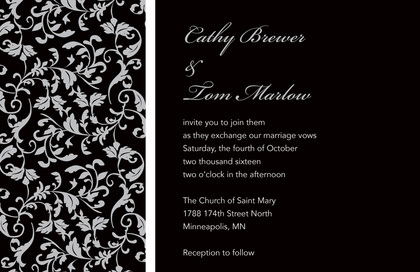 Grey Border Leaf Flourish RSVP Cards