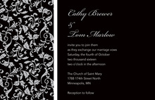 Grey Leaf Flourish Stylish Black Background Invites