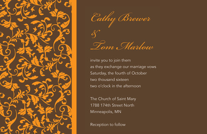 Formal Gold Leaf Flourish Wedding Invitations