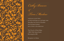 Brown Leafy Modern Flourish Wedding Invitations