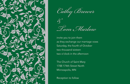Blue Leafy Trendy Flourish Wedding Invitations