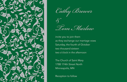 Green Border Leafy Flourish RSVP Cards