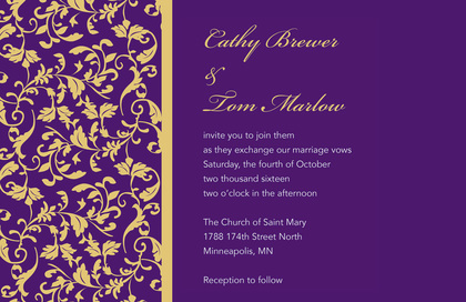 Formal Gold Leaf Flourish Wedding Invitations