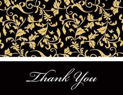 Purple Leafy Flourish Thank You Cards