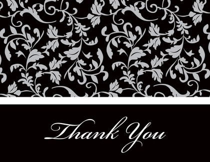 Grey Leaf Flourish Stylish Black Background Invites