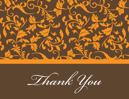 Red Leafy Flourish Thank You Cards