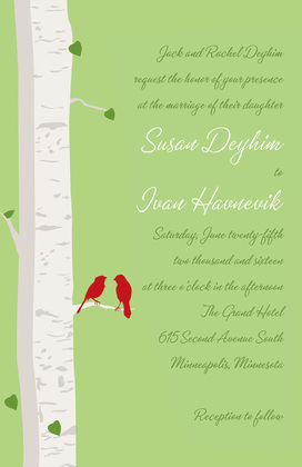 Romantic Birch Tree In Blue Invitations