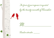 Romantic Wedding Birds Sage RSVP Cards