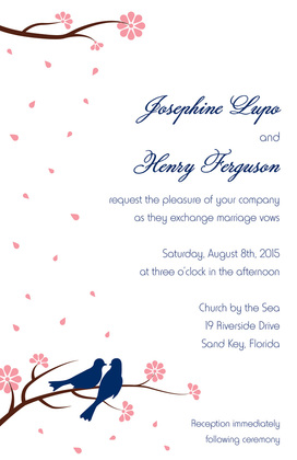 Loving Wedding Birds Sage In Spring Invitations