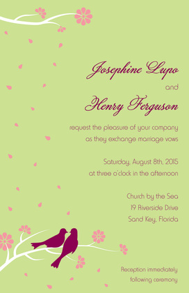 Loving Wedding Birds Sage RSVP Cards