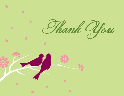 Two Loving Birds White Background Thank You Cards