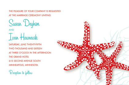 Stylish Slate Blue Starfish Beach Invitations