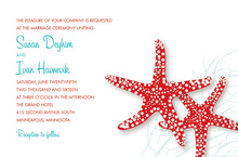 Red Starfish Beach Wedding Shower Invitations