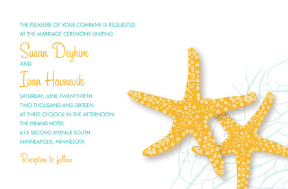 Orange Starfish Wedding Thank You Cards