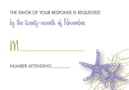 Purple Starfish Beach Wedding Invitations