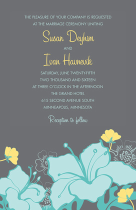 Turquoise Hibiscus Flower RSVP Cards