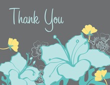 Turquoise Hibiscus Flowers Thank You Cards