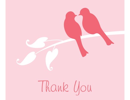 Playful Lilac Lovebirds Thank You Cards