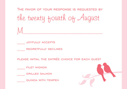 Charming Pink Loving Birds Wedding Shower Invites