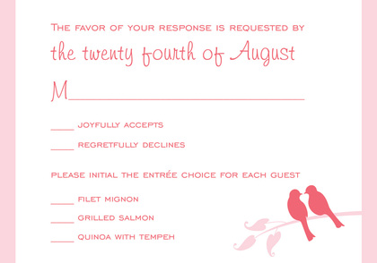 Subtle Pink Love Birds Enclosure Cards