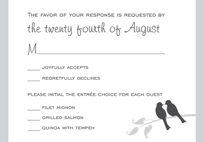 Playful Grey Two Love Birds Wedding Shower Invitations