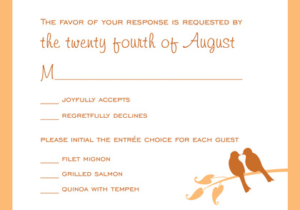 Fresh Orange Lovely Birds Enclosure Cards