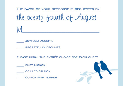 Classy Blue Lovely Birds Wedding Invitations