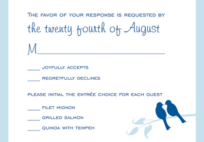 Blue Lovely Wedding Birds Enclosure Cards