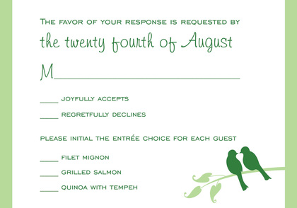 Illustrated Green Lovely Birds Wedding Invitations