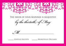 Modern Bookplate Pink RSVP Cards