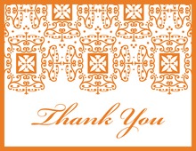 Orange Damask Flanks Thank You Cards