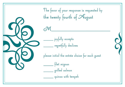 Classic Flourish Teal Thank You Cards