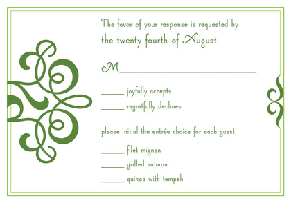 Classic Flourish Green Invitations