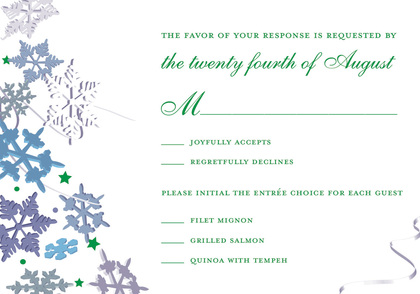 Green Winter Snowflakes Invitation