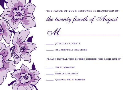 Floral Soire Purple RSVP Cards
