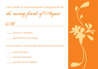 Decorative Subtle Orange Bouquet Bridal Invitations