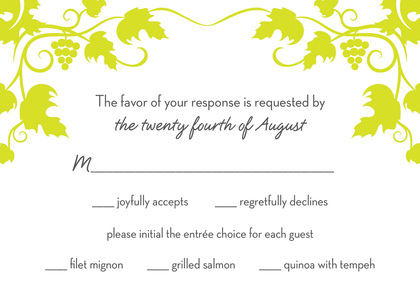 Grape Vine Pattern Lime Enclosure Cards