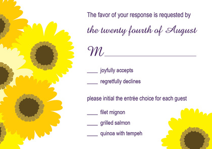 Yellow Floral In Modern Purple Classic Invitations