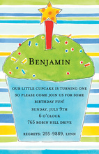 Blue Cupcake Stripes Invitation