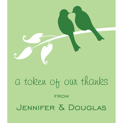 Illustrated Green Lovely Birds Wedding Invitations