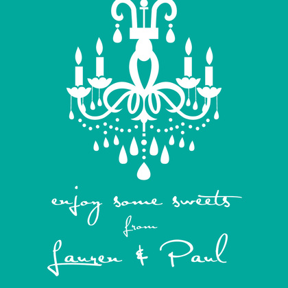 White Chandelier Silhouette Turquoise Enclosure Cards