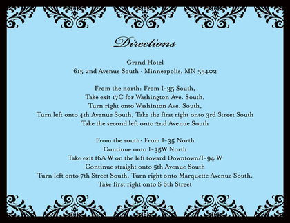 Stylish Ornate Damask Blue Wedding Shower Invites