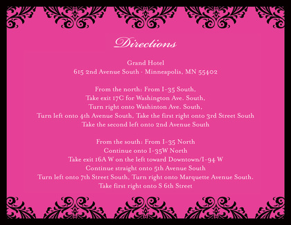 Black Damask on Hot Pink RSVP Cards