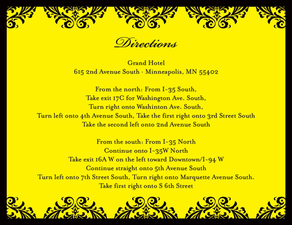 Bright Damask Yellow Bridal Shower Invitations