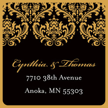 Gold Damask Modern Black Stickers