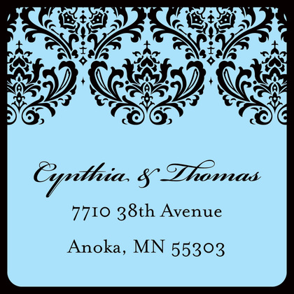 Modern Blue Ochre Damask RSVP Cards