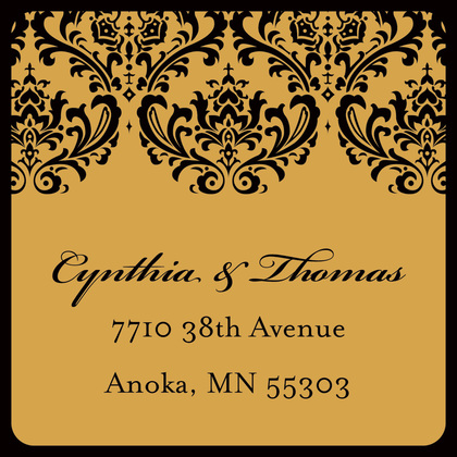 Wedding Damask Yellow Stickers