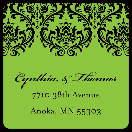 Modern Green Ochre Damask RSVP Cards