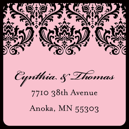 Damask Wedding Pink Enclosure Cards